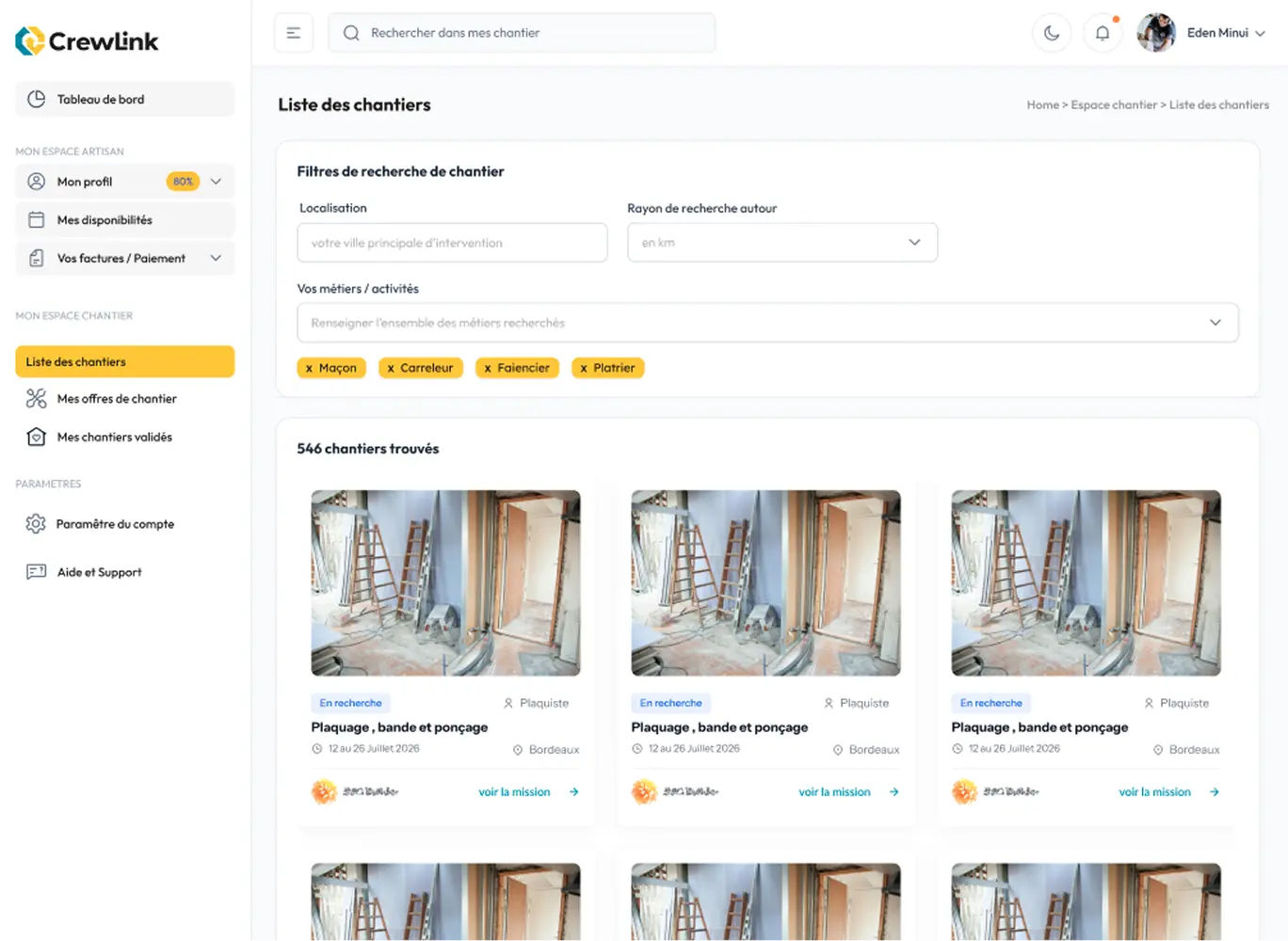 Un accès rapide à un vivier de prestataires certifiés, notés et disponibles.